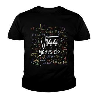 Kids Funny Square Root Of 144 12Th Birthday 12 Year Old Math Youth T-shirt - Seseable