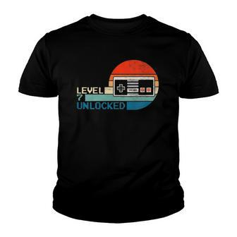 Kids Unlocked Level 7 Birthday Boy Video Game Controller Youth T-shirt | Mazezy
