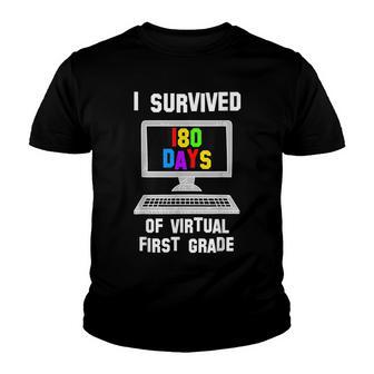 Last Day Of School I Survived 180 Days Of Virtual 1St Grade Youth T-shirt - Thegiftio UK