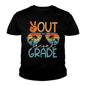 Last Day Of School Retro Peace Out 2Nd Grade Graduation Youth T-shirt - Thegiftio UK