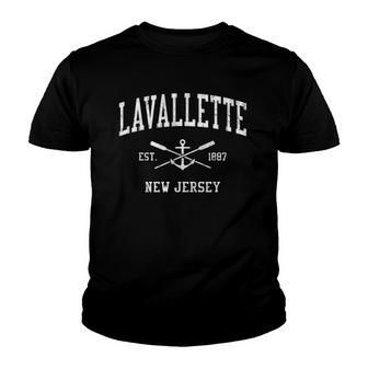 Lavallette Nj Vintage Crossed Oars & Boat Anchor Sports Youth T-shirt | Mazezy