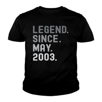 Legend Since May 2003 19 Years Old 19Th Birthday Gifts Youth T-shirt | Mazezy