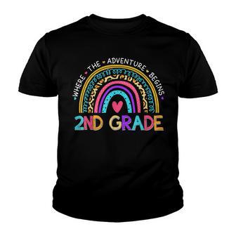 Leopard Rainbow 2Nd Grade Where The Adventure Begins Youth T-shirt - Thegiftio UK