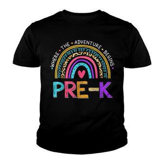 Leopard Rainbow Pre-K Where The Adventure Begins Youth T-shirt - Thegiftio UK