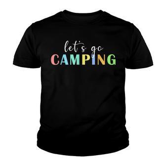 Lets Go Camping Fun Graphic Rv Travel Youth T-shirt - Thegiftio UK