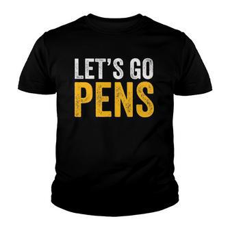 Lets Go Pens Ice Hockey Youth T-shirt - Thegiftio UK