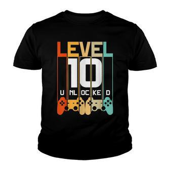 Level 10 Unlocked 10Th Birthday Matching Video Game Youth T-shirt - Seseable