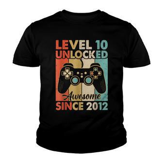 Level 10 Unlocked Awesome 2012 Video Game 10Th Birthday Boy Youth T-shirt - Seseable