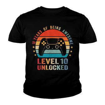 Level 10 Unlocked Funny Video Gamer 10Th Birthday Gift V3 Youth T-shirt - Seseable