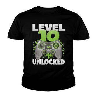 Level 10 Unlocked Video Gaming 10Th Birthday 2012 Gamer Game Youth T-shirt - Seseable