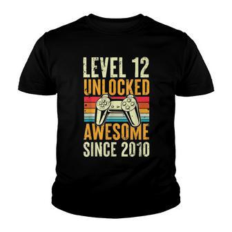 Level 12 Unlocked Awesome 2010 12Th Birthday Boy Video Game Youth T-shirt - Seseable