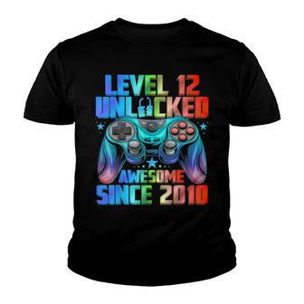 Level 12 Unlocked Awesome Since 2010 12Th Birthday Gaming V2 Youth T-shirt - Seseable