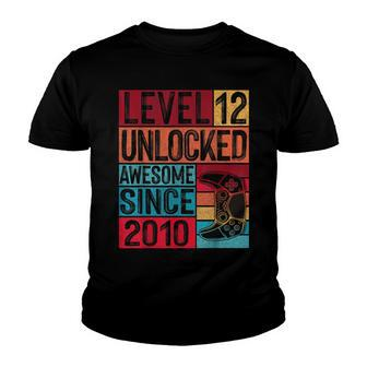 Level 12 Unlocked Awesome Since 2010 12Th Birthday Gaming V8 Youth T-shirt - Seseable