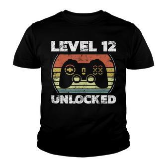 Level 12 Unlocked Funny Video Gamer 12Th Birthday Youth T-shirt - Seseable