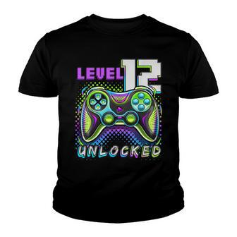 Level 12 Unlocked Video Game 12Th Birthday Gamer Boys V3 Youth T-shirt - Seseable
