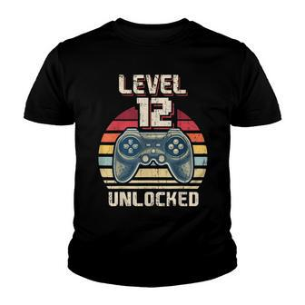Level 12 Unlocked Video Game 12Th Birthday Gamer Boys V5 Youth T-shirt - Seseable