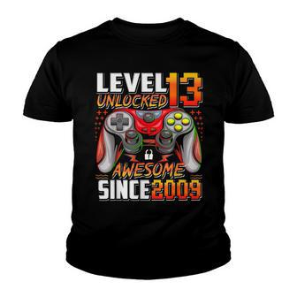 Level 13 Unlocked Awesome Since 2009 13Th Birthday Gaming Youth T-shirt - Seseable