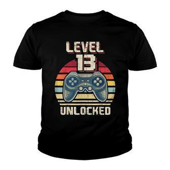Level 13 Unlocked Video Game 13Th Birthday Gamer Boys V2 Youth T-shirt - Seseable