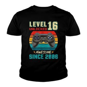 Level 16 Unlocked 16Th Bday Boy Kids Awesome 2006 Video Game Youth T-shirt - Seseable