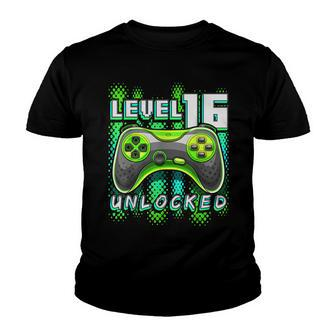 Level 16 Unlocked Video Game 16Th Birthday Gamer Boys V3 Youth T-shirt - Seseable