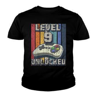 Level 9 Unlocked Video Game 9Th Birthday Gamer Boys V2 Youth T-shirt - Seseable