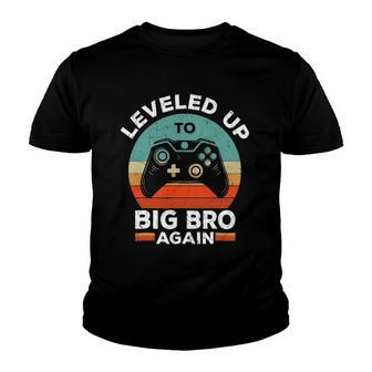 Leveled Up To Big Brother Again Promoted To Big Bro Vintage Youth T-shirt | Mazezy