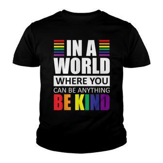 Lgbt Gay Pride In A World Where You Can Be Anything Be Kind V2 Youth T-shirt - Seseable
