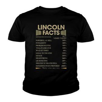 Lincoln Name Gift Lincoln Facts Youth T-shirt - Seseable