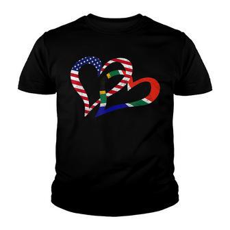 Love Heart South Africa African Usa Americans Flag Colors Youth T-shirt - Thegiftio UK
