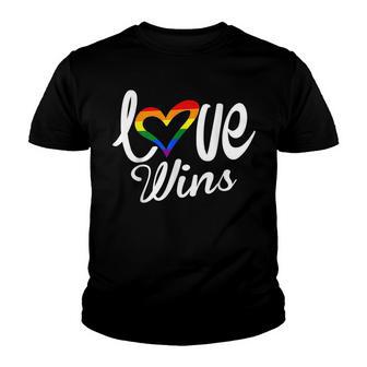 Love Wins Lgbt Flag Heart Gay Pride Youth T-shirt - Thegiftio UK