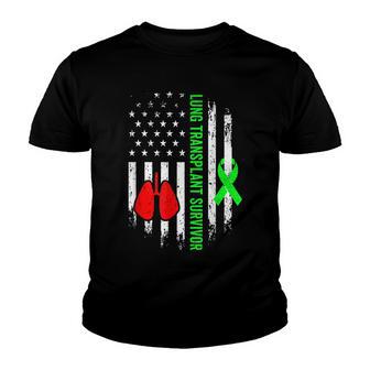 Lung Transplant Survivor Warrior Organ Recipient Usa Flag Youth T-shirt - Thegiftio UK