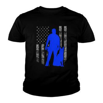 Male K 9 Officer Blue Line Flag For K9 Handlers Youth T-shirt - Thegiftio UK