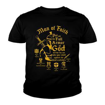 Man Of Faith Put On The Full Armor Of God Christian Youth T-shirt - Thegiftio UK