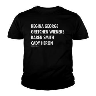 Mean Girls Characters 4 Names Youth T-shirt - Thegiftio UK