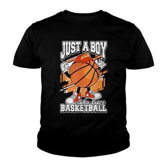 Mens Player Just A Boy Who Loves Basketball Sports Team Coach Youth T-shirt - Thegiftio UK