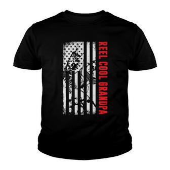 Mens Reel Cool Grandpa Fishing Patriotic American Flag Usa Youth T-shirt - Thegiftio UK