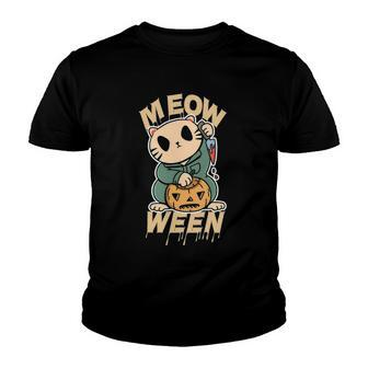 Meow Ween Happy Halloween Cat Youth T-shirt - Thegiftio UK