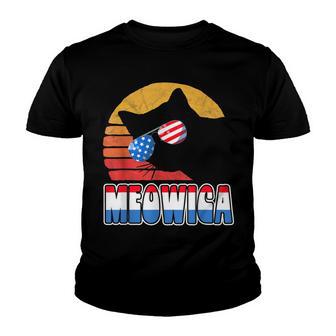 Meowica Funny Usa Cat Sunglasses Fourth Of July Vintage Youth T-shirt - Thegiftio UK