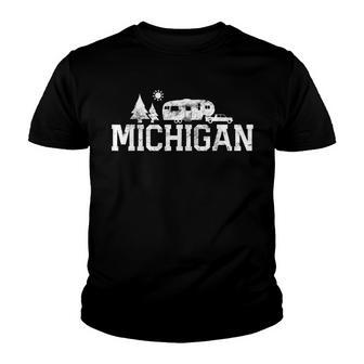 Michigan Camping Michigander Camp 5Th Wheel Vacation Youth T-shirt - Thegiftio UK