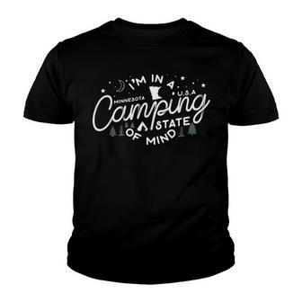 Minnesota Camp T Camping State Of Mind Youth T-shirt - Thegiftio UK
