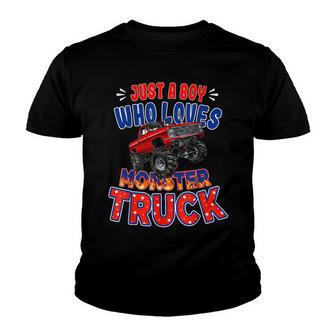 Monster Truck Just A Boy Who Loves Monster Truck For Kids Youth T-shirt - Seseable