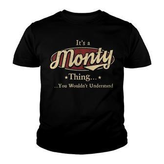 Monty Shirt Personalized Name Gifts T Shirt Name Print T Shirts Shirts With Name Monty Youth T-shirt - Thegiftio UK