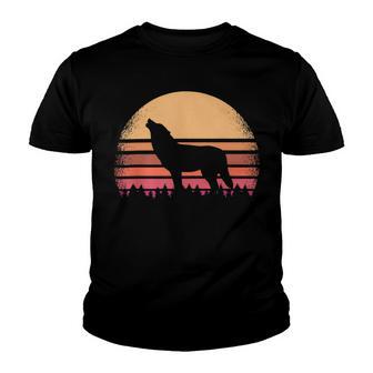 Moon Sunset Retro Howling At 80S Vintage Wolf Halloween S Youth T-shirt | Favorety AU