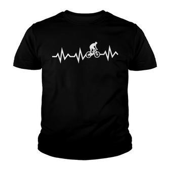 Mountain Bike Heartbeat For Bikers Bicycle Enthusiast Youth T-shirt - Thegiftio UK