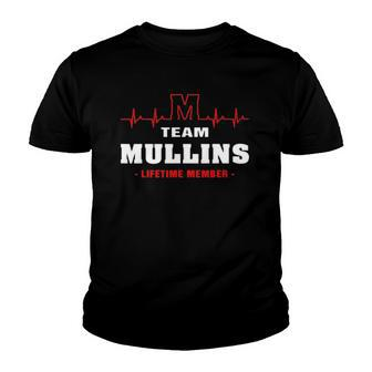 Mullins Surname Family Name Team Mullins Lifetime Member Youth T-shirt | Mazezy
