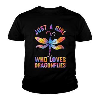 Nature Insect Girls Gift Just A Girl Who Loves Dragonflies Youth T-shirt - Thegiftio UK