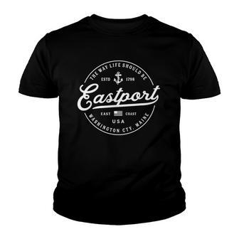 Nautical Anchor Eastport Maine Travel Vacation Youth T-shirt - Thegiftio UK