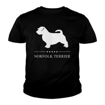 Norfolk Terrier Dog White Silhouette Youth T-shirt | Mazezy