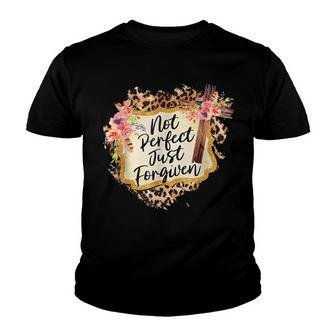Not Perfects And Just Forgiven Jesus Faith Leopard Cross Youth T-shirt - Thegiftio UK