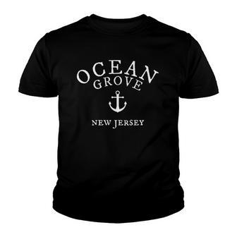 Ocean Grove New Jersey Nj Nautical Sea Youth T-shirt | Mazezy